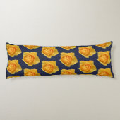 Moderne Lemon Yellow Roses & Navy Initiaal Letter Lichaamskussen (Achterkant)