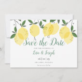 Moderne Lemons Elegant Script Save The Date (Voorkant)