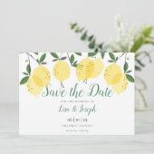 Moderne Lemons Elegant Script Save The Date (Staand voorkant)