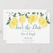 Moderne Lemons Elegant Script Save The Date (Voorkant / Achterkant)
