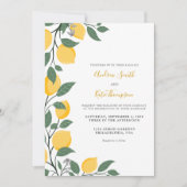 Moderne Lemons en Leaves Calligraphy Wedding Kaart (Voorkant)