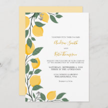 Moderne Lemons en Leaves Calligraphy Wedding