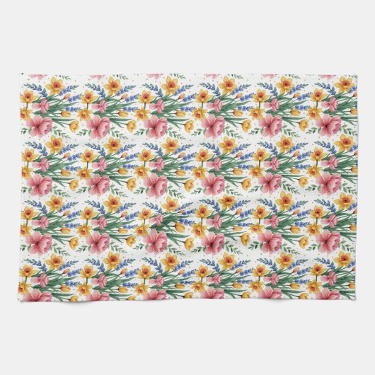 Moderne lentbloemen theedoek (Horizontaal)