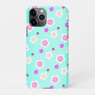 Moderne lente aqua verlopende paarse flora patroon iPhone 11Pro hoesje