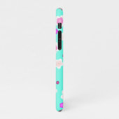 Moderne lente aqua verlopende paarse flora patroon iPhone hoesje (Linkerkant)