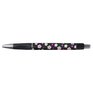 Moderne lente aqua verlopende paarse flora patroon pen