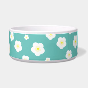 Moderne lente aqua verlopende paarse flora patroon voerbakje