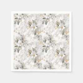 Moderne lente bloemen op marmer Bruids douche Servet