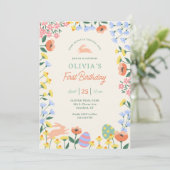 Moderne lente bloemeneerste verjaardagsfeest kaart (Staand voorkant)