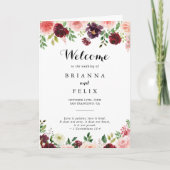 Moderne lente bloemenkalligrafie gevouwen bruiloft programma (Voorkant)