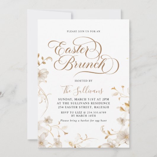 Moderne lente bloemenpaas brunch kaart (Voorkant)