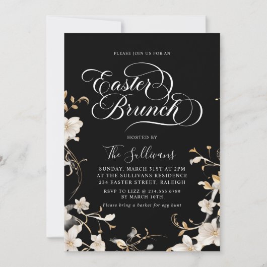 Moderne lente bloemenpaas brunch kaart (Voorkant)