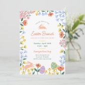 Moderne lente bloemenpaas brunch kaart (Staand voorkant)