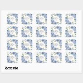 Moderne Lente Bloemige Blauw Witte Waterverf Trouw Vierkante Sticker (Vel)