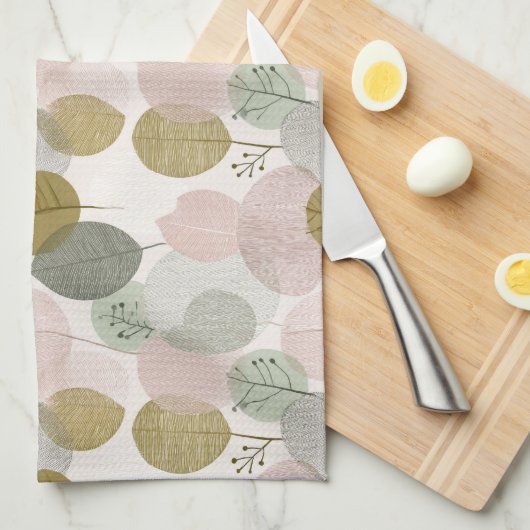 Moderne lente botanische keukenhanddoeken (Quarter Fold)