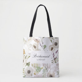 Moderne lente bruidsmeisje gepersonaliseerde naam tote bag