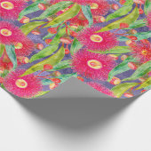 Moderne lente eucalyptus bloeit na de regen cadeaupapier (Hoek)