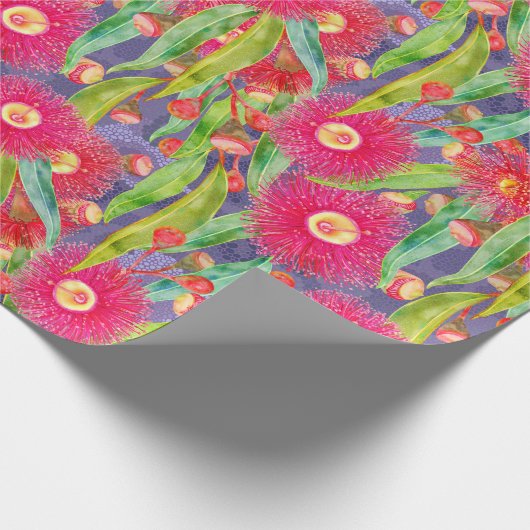 Moderne lente eucalyptus bloeit na de regen cadeaupapier (Hoek)