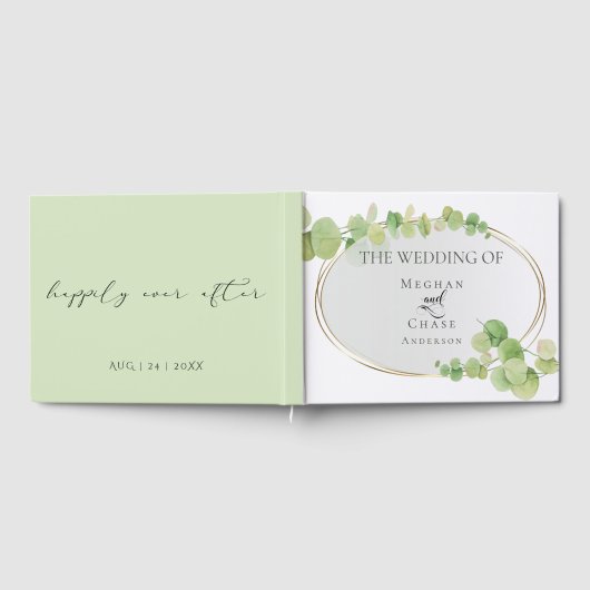 Moderne lente eucalyptus bruiloft gastenboek (Volledig)