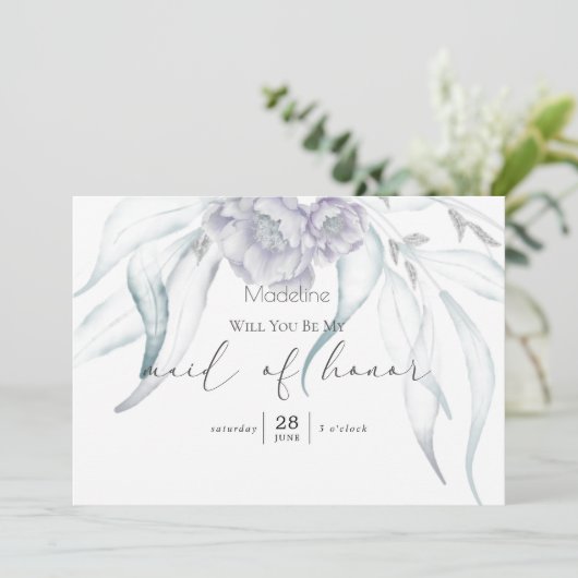 Moderne lente Eucalyptus Matron van Eer Uitnodigen Kaart (Staand voorkant)