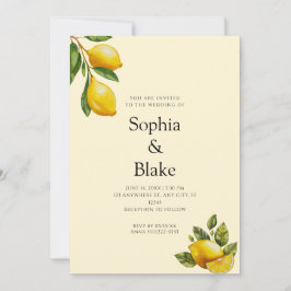 Moderne lente-gegoten lemon Citrus Yellow Wedding Kaart