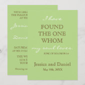 Moderne lente groen & chocolade bruin bruiloft kaart (Voorkant / Achterkant)