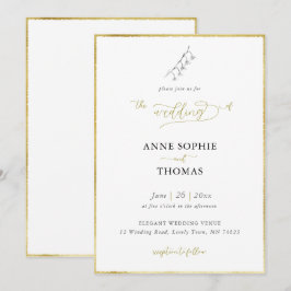 Moderne lente Lily van de Valley BW Gold Wedding Kaart