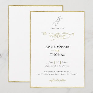 Moderne lente Lily van de Valley BW Gold Wedding Kaart