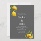 Moderne lente met hoogwaardig citrus Gray Wedding Kaart (Voorkant)