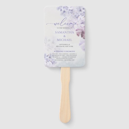 Moderne lente paarse floral boho bruiloft fan handwaaier (Voorkant)