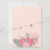 Moderne lente roze groene bruiloft verandert datum kaart (Achterkant)