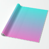 Moderne lente roze turquoise ombre bruiloft gunst cadeaupapier (Uitgerold)