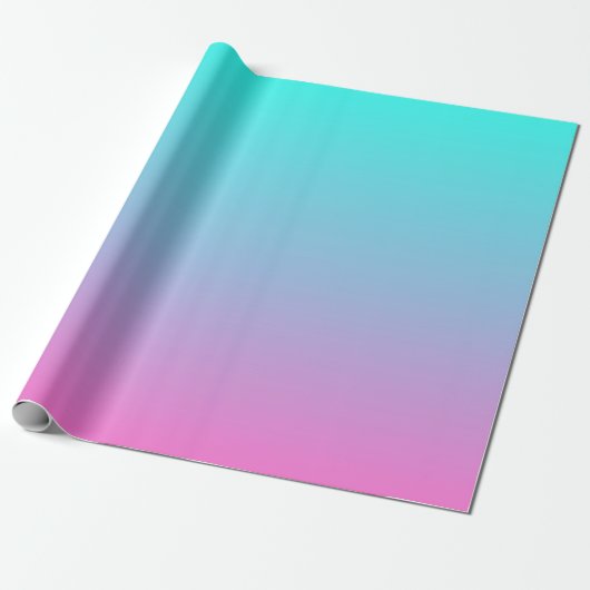 Moderne lente roze turquoise ombre bruiloft gunst cadeaupapier (Uitgerold)