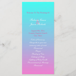 Moderne lente roze turquoise ombre huwelijksprogra programmakaart