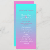 Moderne lente roze turquoise ombre huwelijksprogra programmakaart (Voorkant / Achterkant)