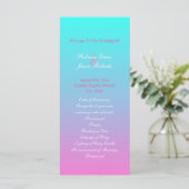 Moderne lente roze turquoise ombre huwelijksprogra programmakaart (Staand voorkant)