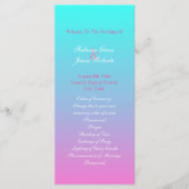 Moderne lente roze turquoise ombre huwelijksprogra programmakaart (Voorkant)