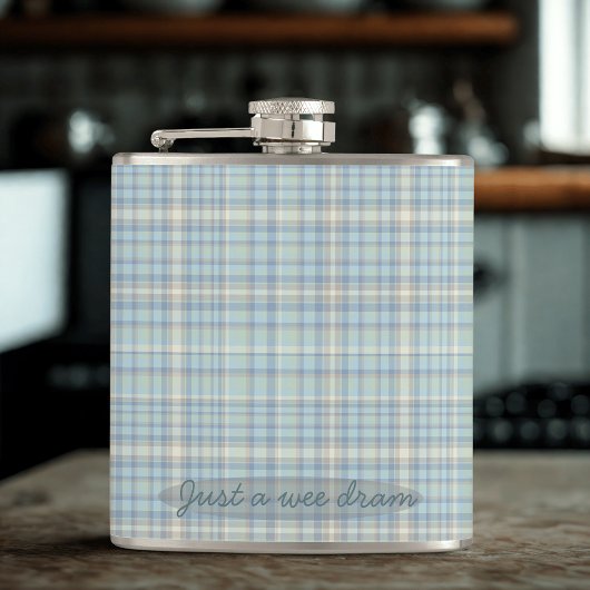 Moderne Lente Tartan Blauwe Plaid Kolf Heupfles