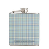 Moderne Lente Tartan Blauwe Plaid Kolf Heupfles (Voorkant)