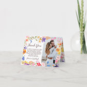 Moderne lente tuin wilde bloemen foto's bruiloft bedankkaart (Voorkant)