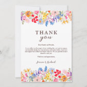 Moderne lente tuin wilde bloemen script bruiloft bedankkaart (Voorkant)