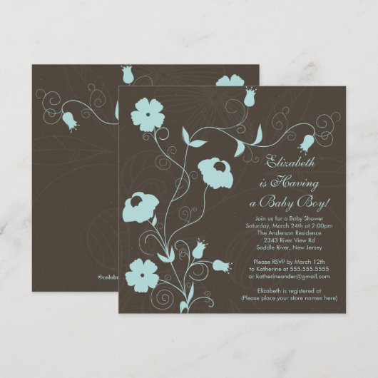 Moderne lente uitnodiging tot Baby shower (Voorkant / Achterkant)