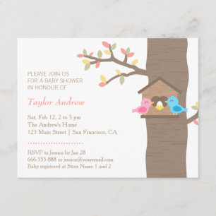 Moderne lente vogelstand Nest Bird Baby shower Kaart