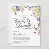 Moderne lente wilde bloemen bloemenpaasbrunch kaart (Voorkant)
