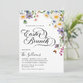 Moderne lente wilde bloemen bloemenpaasbrunch kaart (Staand voorkant)