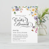 Moderne lente wilde bloemen bloemenpaasbrunch kaart (Staand voorkant)