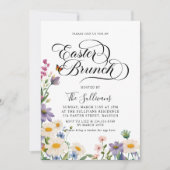 Moderne lente wilde bloemen bloemenpaasbrunch kaart (Voorkant)