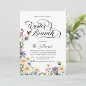 Moderne lente wilde bloemen bloemenpaasbrunch kaart (Staand voorkant)