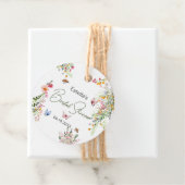 Moderne lente wilde bloemen script bruidsshower bedankjes labels (In situ)