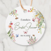 Moderne lente wilde bloemen script bruidsshower bedankjes labels (Voorkant)